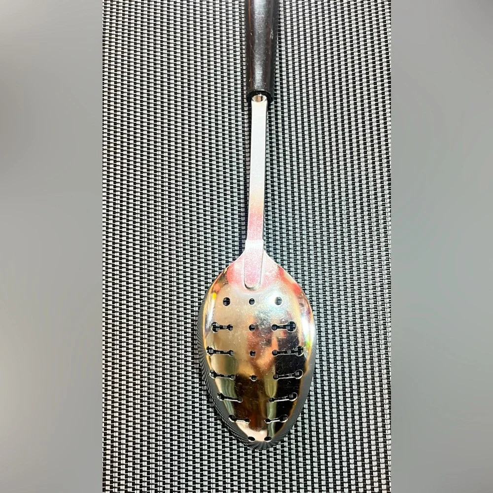 Vintage EKCO USA Metal Slotted Keyhole Serving Spoon 12